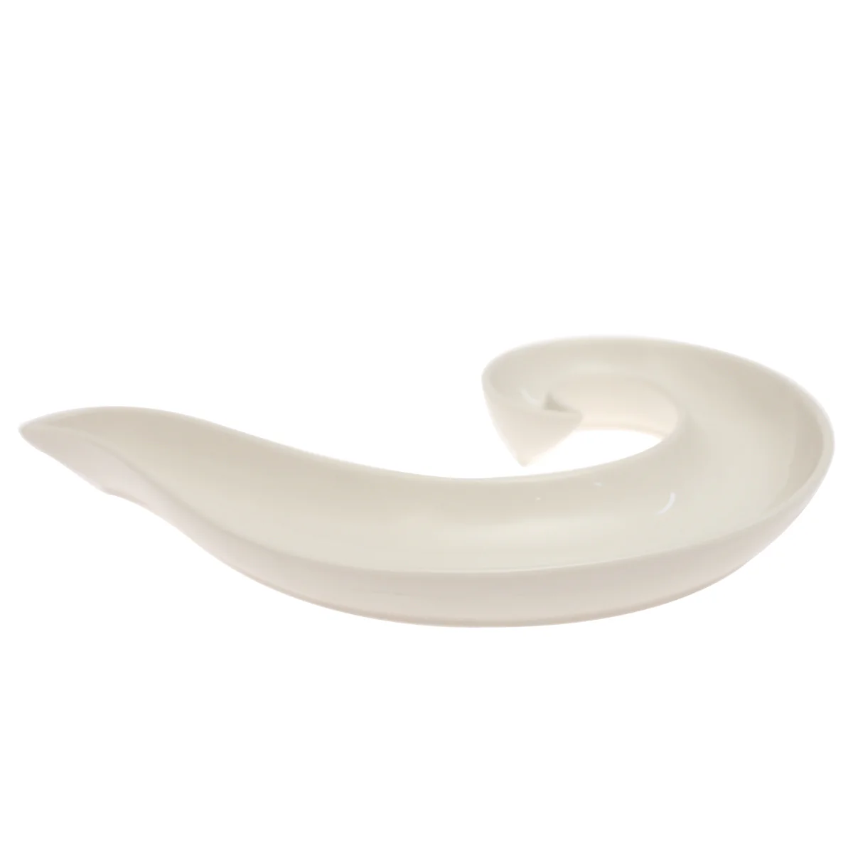 White Ceramic Platter – Modern Curved Design | 9.5 Inch - Image 2