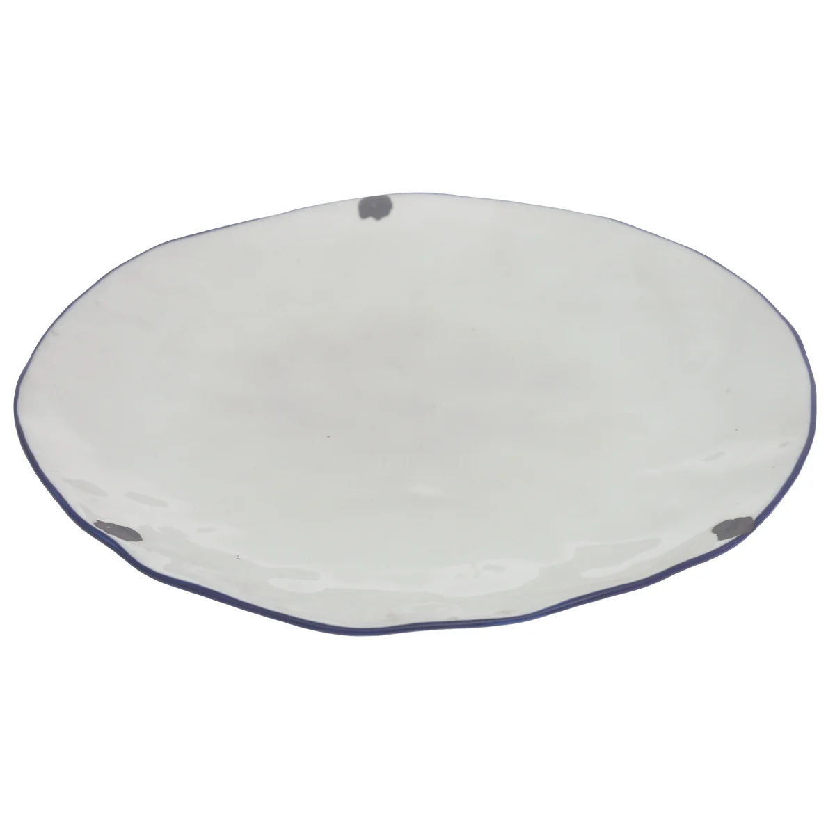 White Ceramic Serving Platter 12 Inch – Round Plate with Blue Rim Accent - Image 2