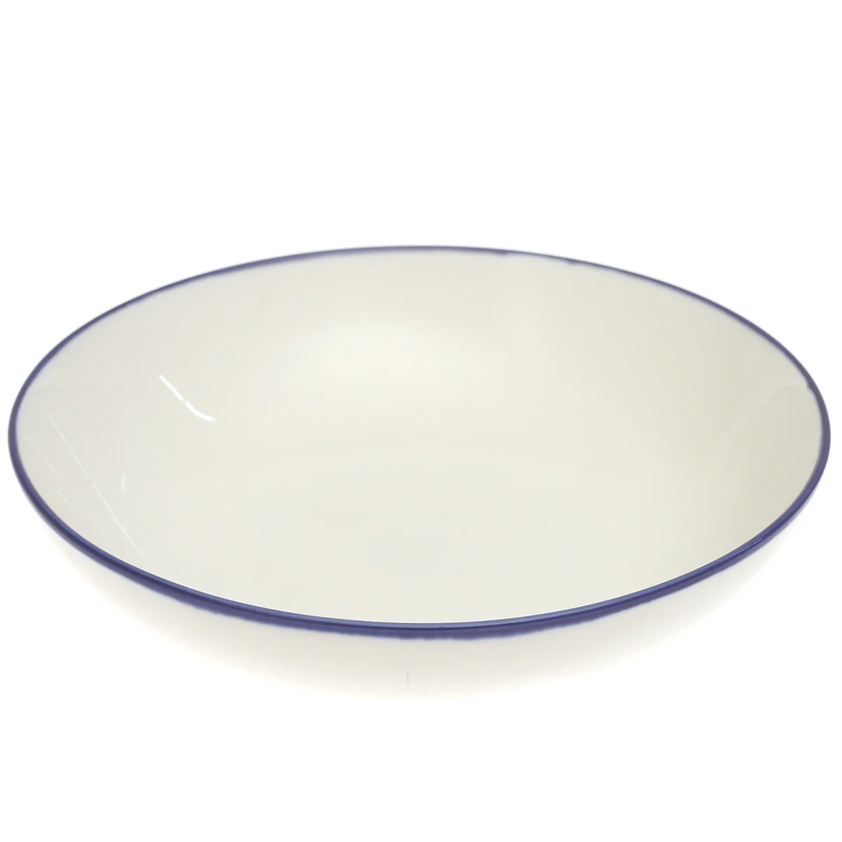 White Deep Plate with Blue Rim 11 Inch – Classic Ceramic Dinner Plate