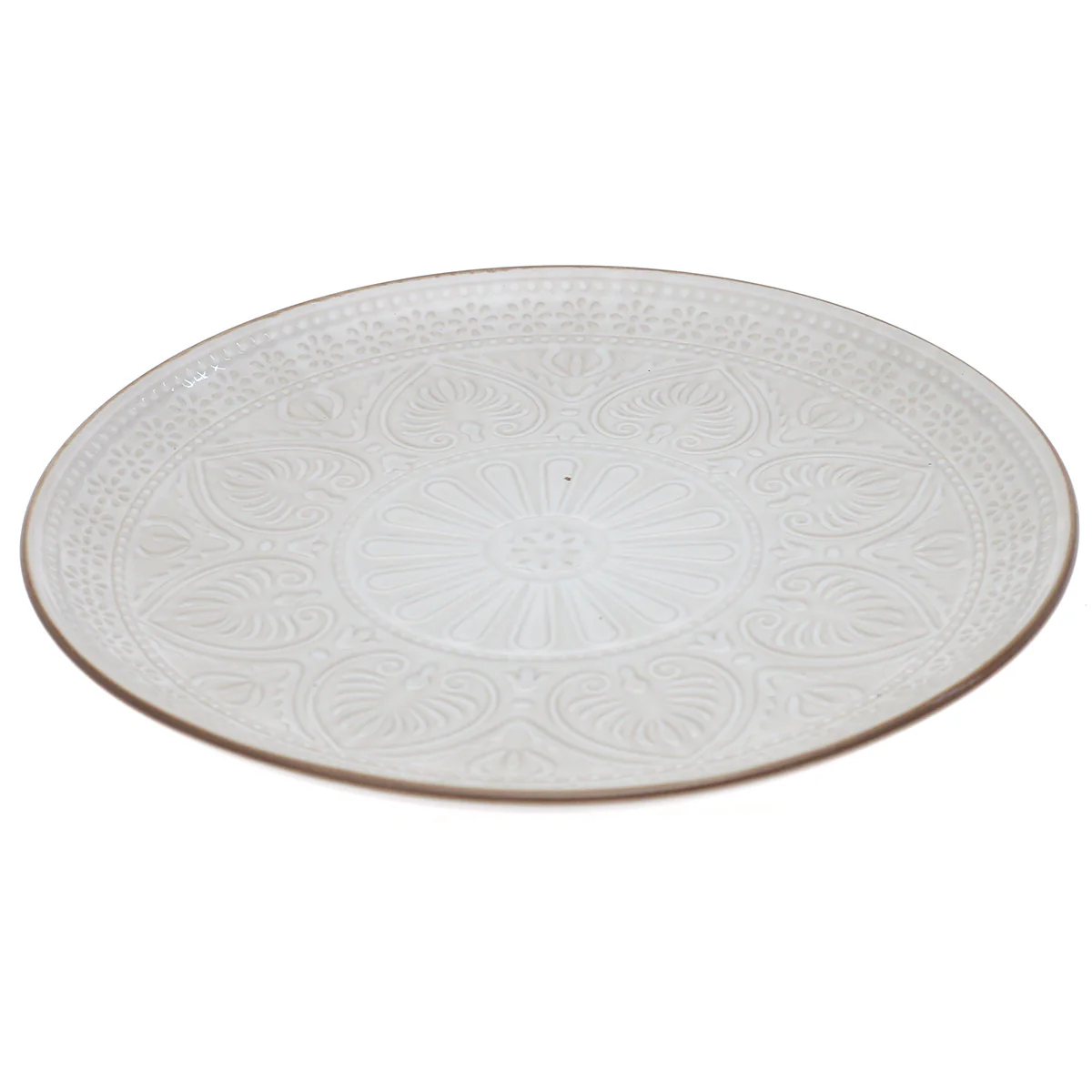 White Embossed Ceramic Dinner Plate 10.5 Inch – Classic Stoneware Tableware - Image 2