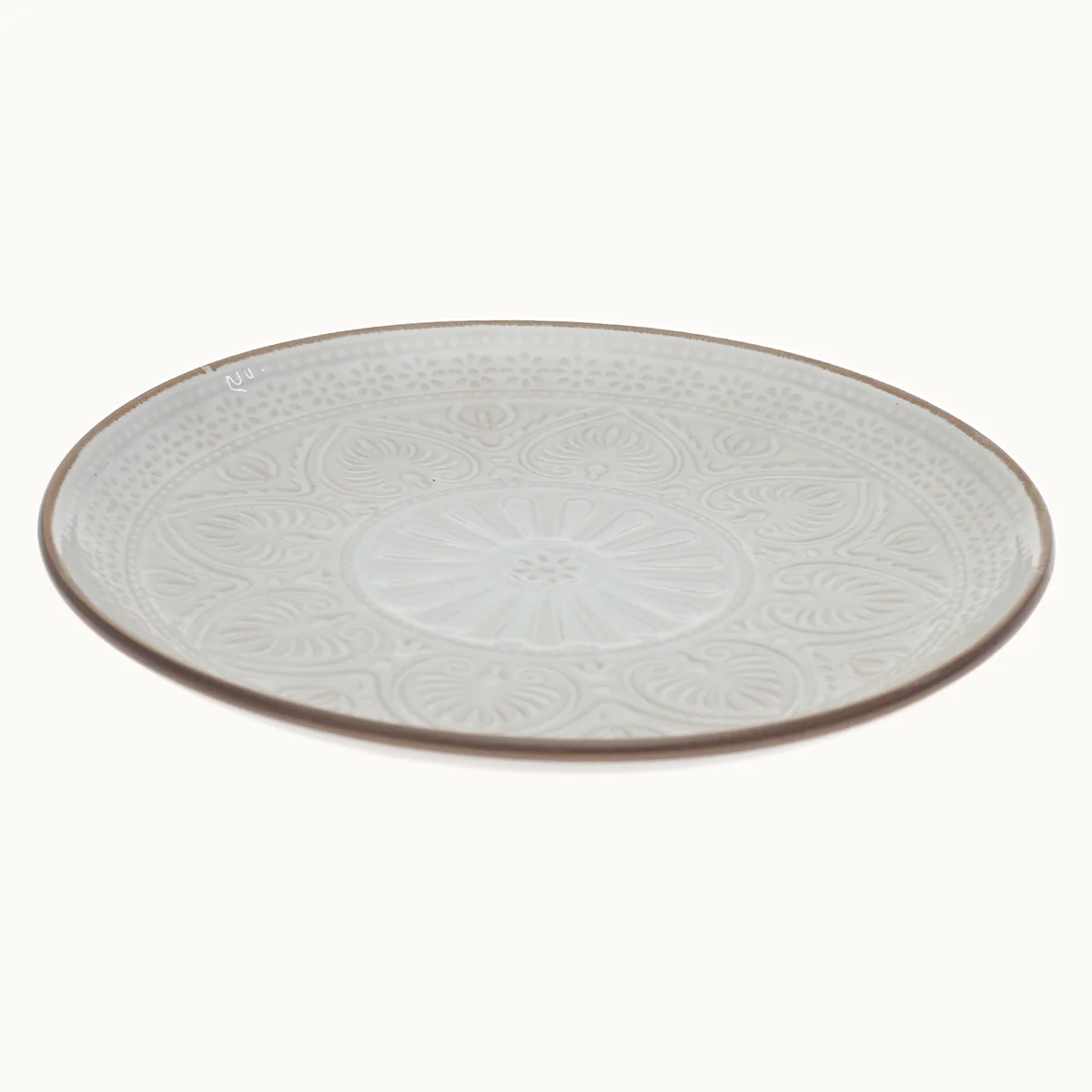 White Embossed Ceramic Quarter Plate 8 Inch | Elegant Snack & Dessert Plate - Image 2