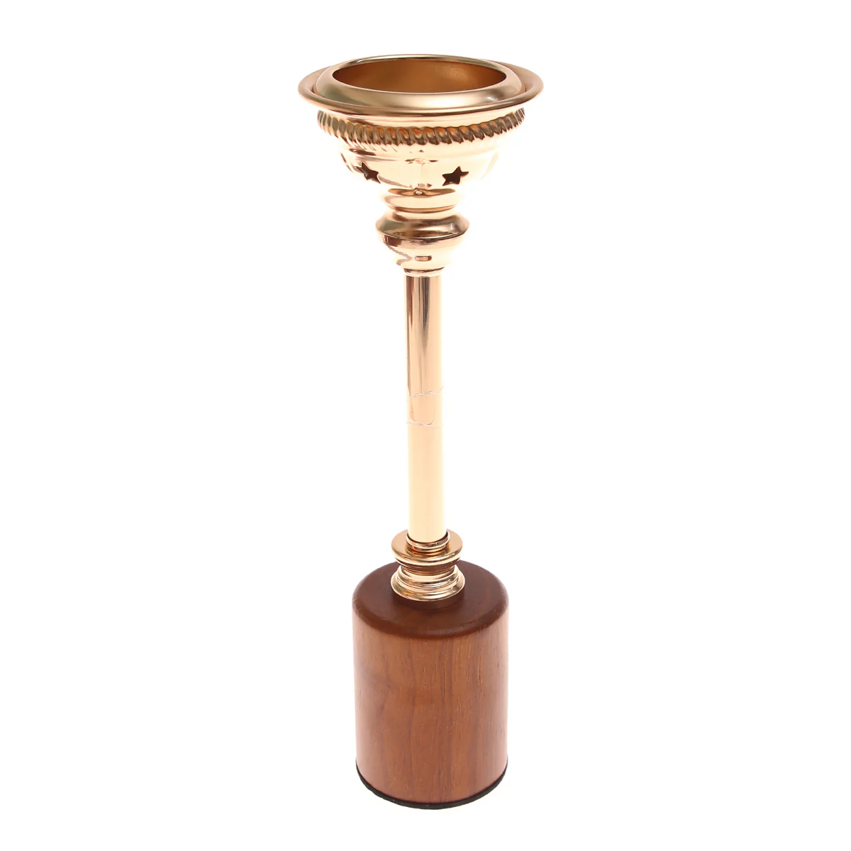 Wood & Gold Pillar Candle Holder – 7162 (Medium) - Image 2