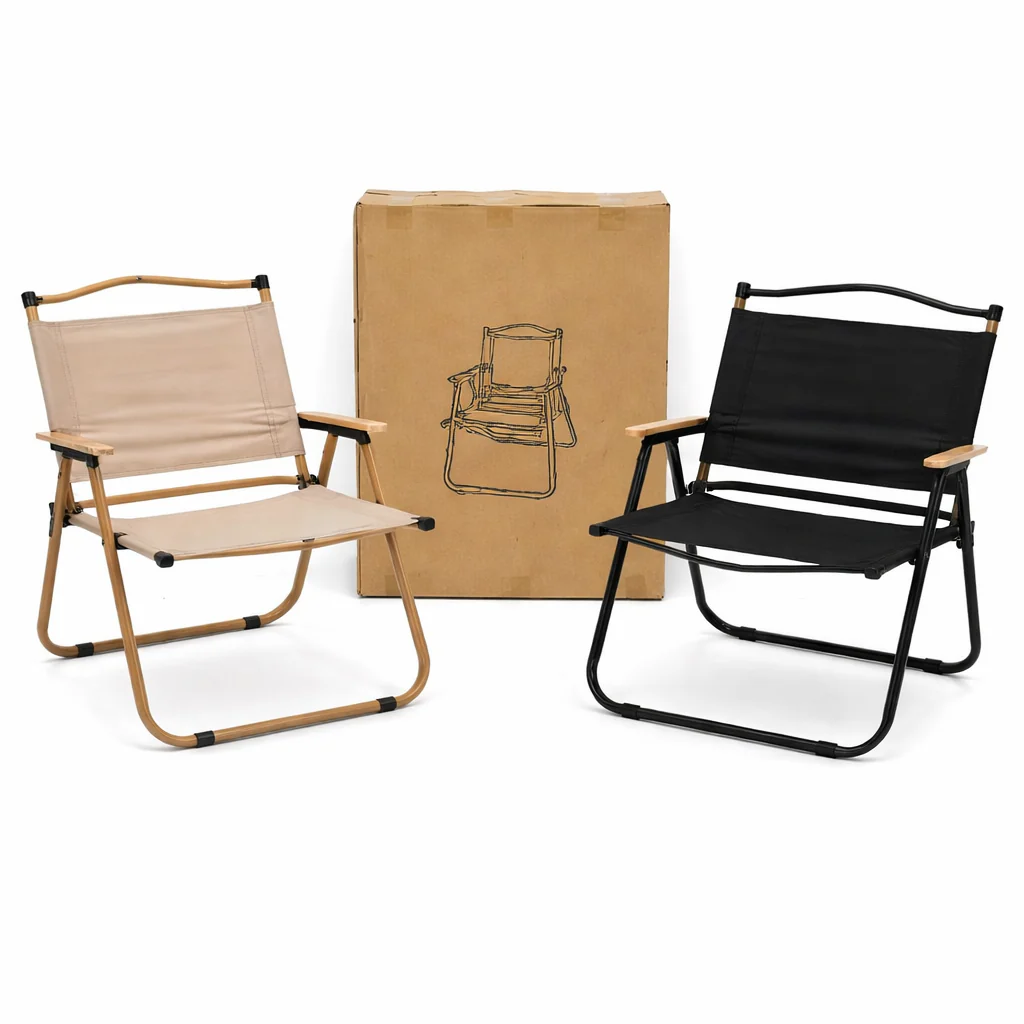 Wooden Folding Chair with Wooden Handle – Portable Outdoor & Camping Arm Chair - Image 2