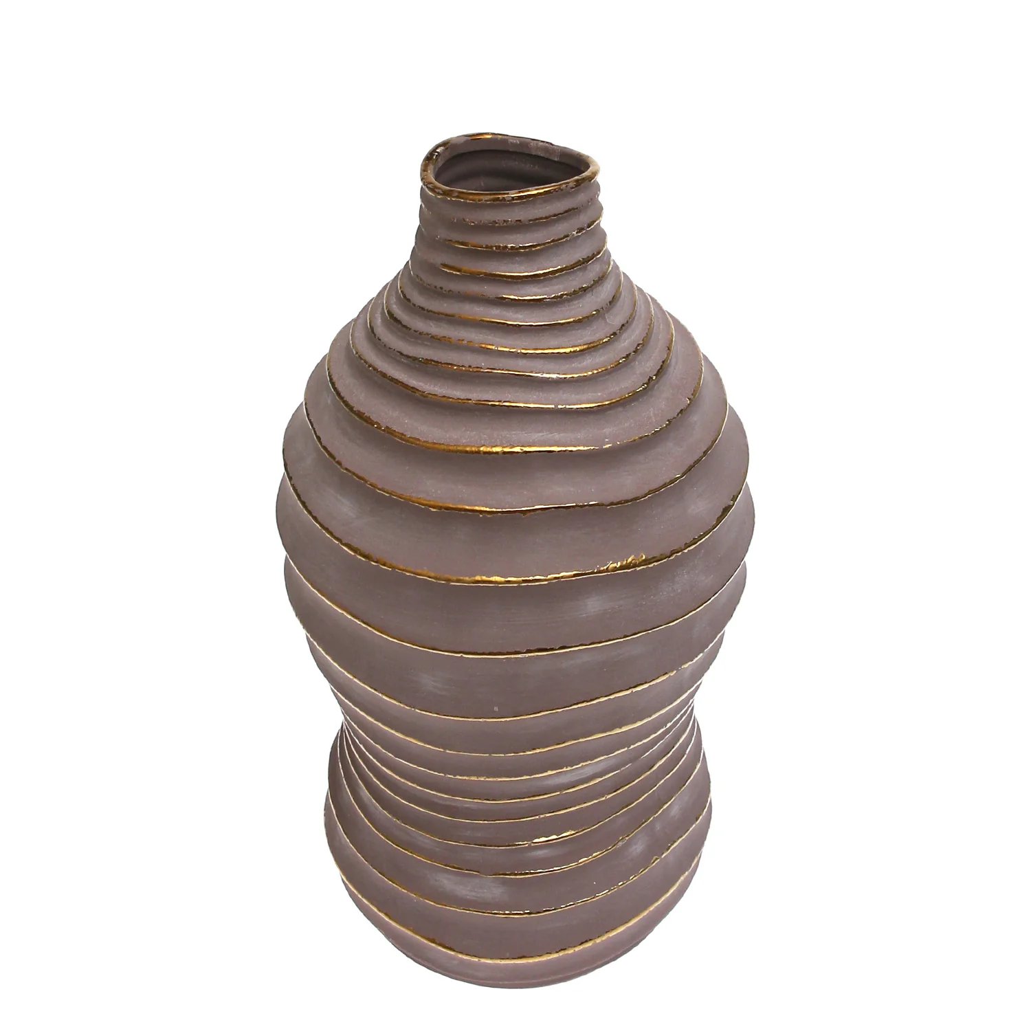 XL Grey & Gold Decorative Ceramic Vase — Statement Home Décor Vase with Textured Spiral Design - Image 2